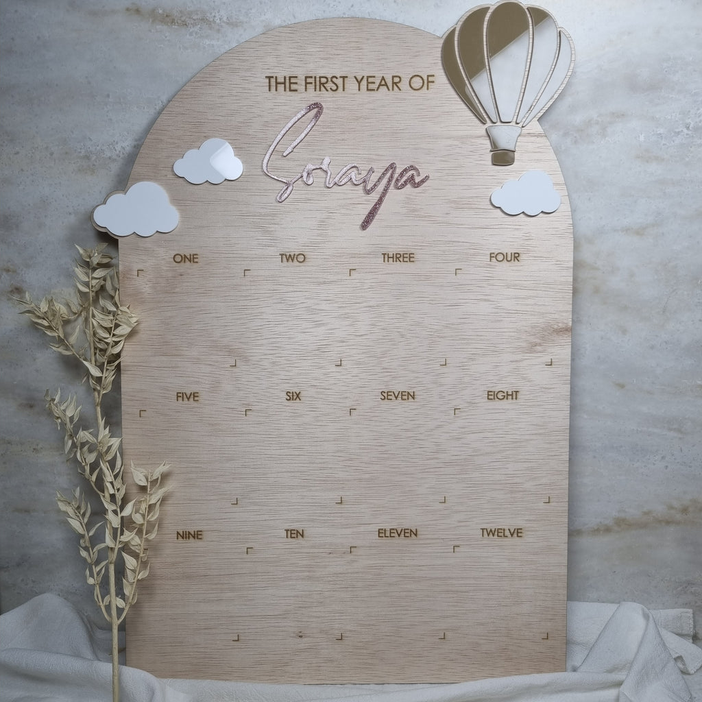 Hot Air Balloon Milestone Photo Board | Personalised Keepsake