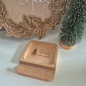 Wood Phone Holder and Trinket Dish