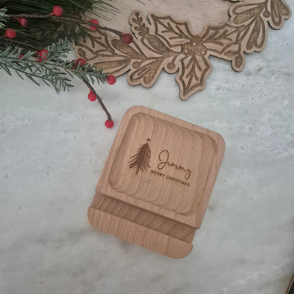 Wood Phone Holder and Trinket Dish