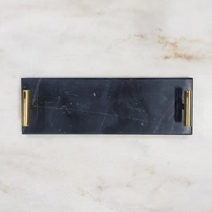 Rectangle Marble Tray With Brass Handles